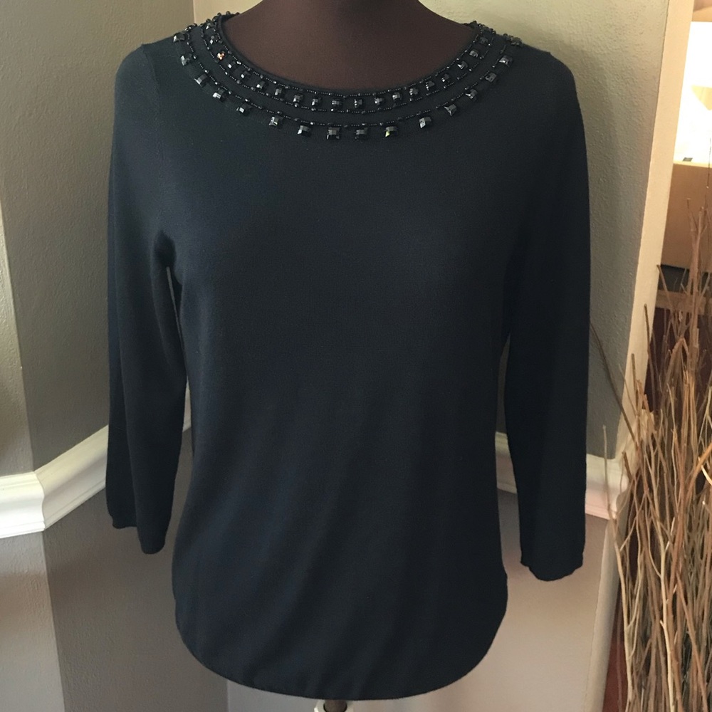Talbots sweater with beaded neckline NWOT